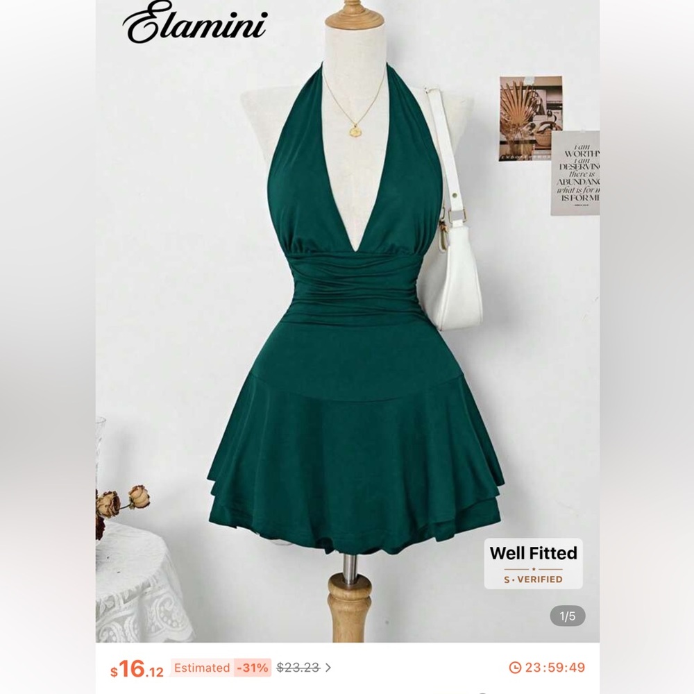 Green Halter Dress from SHEIN size small